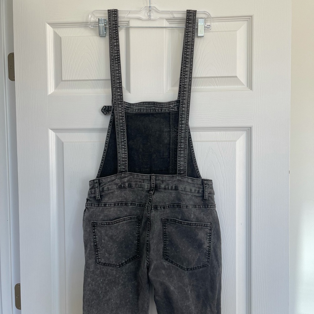 Free People Skinny Washed Overalls Dark Grey Size 27 - Picture 5 of 10
